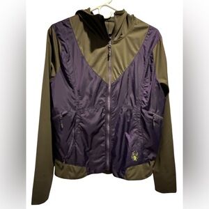 Spyder olive purple Widow hooded windbreaker jacket